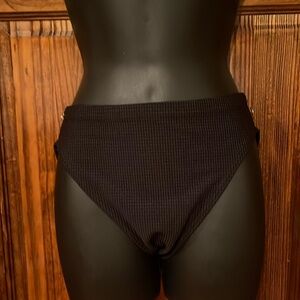 Black Hight Waist Textured Bikini Bottoms